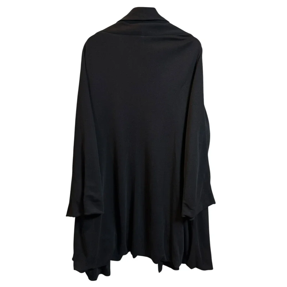 EILEEN FISHER Black Tencel Cashmere Long Coat Large L Bemberg Lined Duster